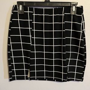 Black and White Plaid Mini Skirt